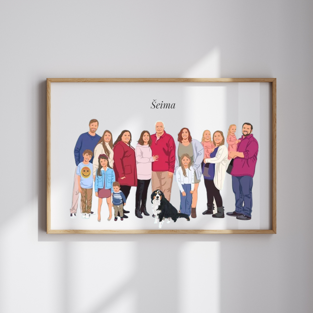 Grupinis portretas iš nuotraukų - Pilka Siena