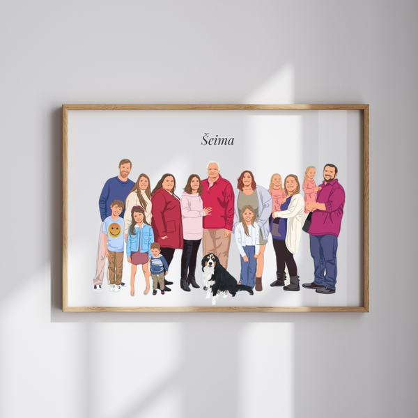 Grupinis portretas iš nuotraukų - Pilka Siena